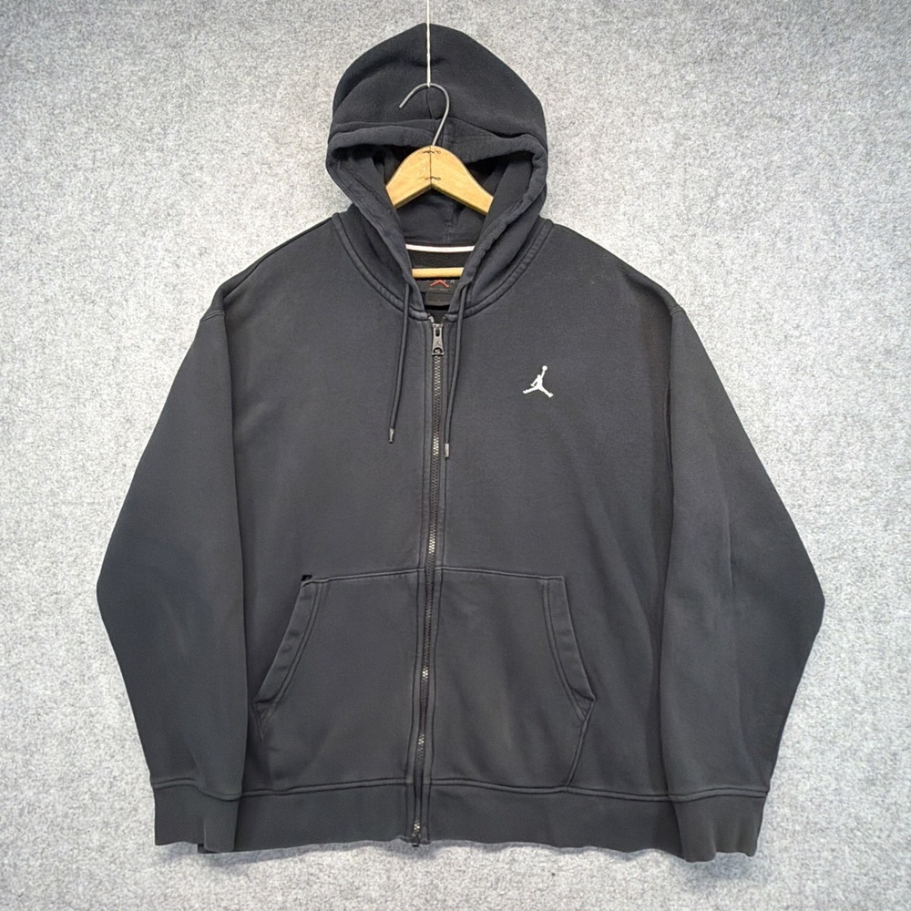 Nike Air Jordan Large Black Jumpman Full Zip Hoodie Oversized Y2K